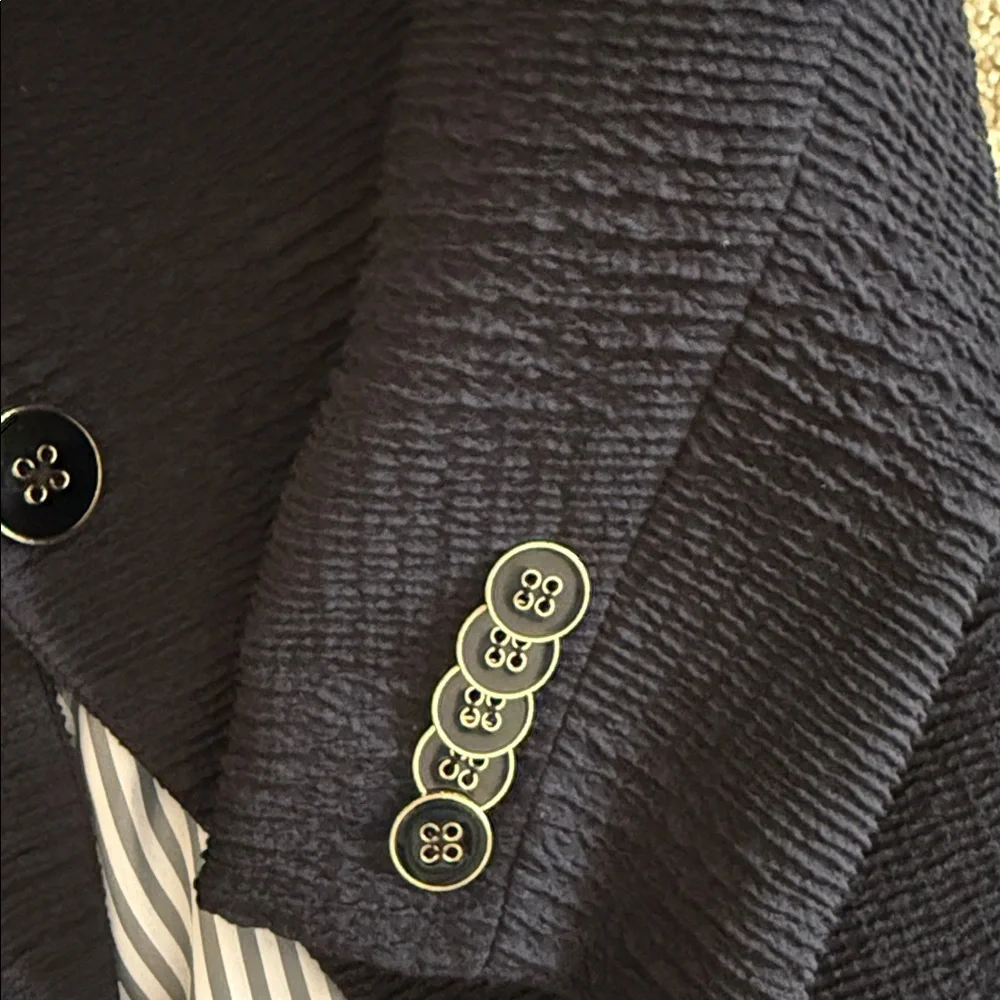 Veronica Beard Navy Textured One-Button Blazer - Picture 3 of 6